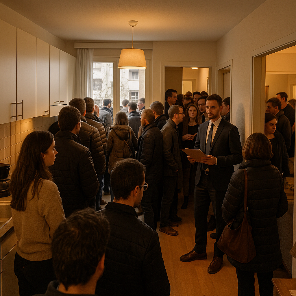 40 people crammed into a small Zürich apartment during a mass viewing