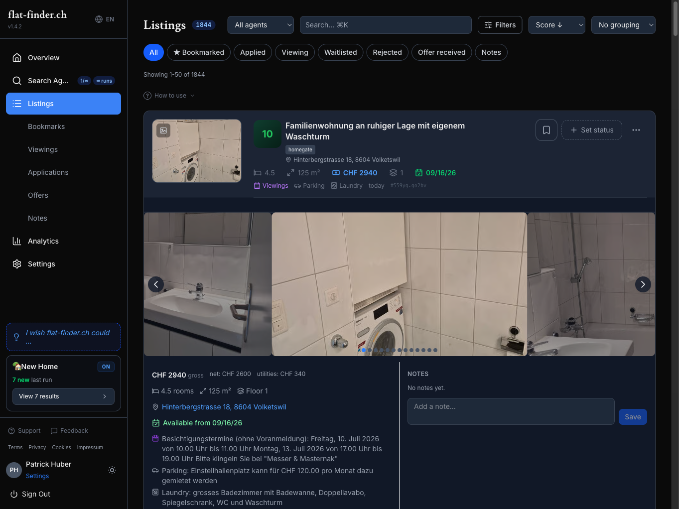 Expanded listing with AI score breakdown