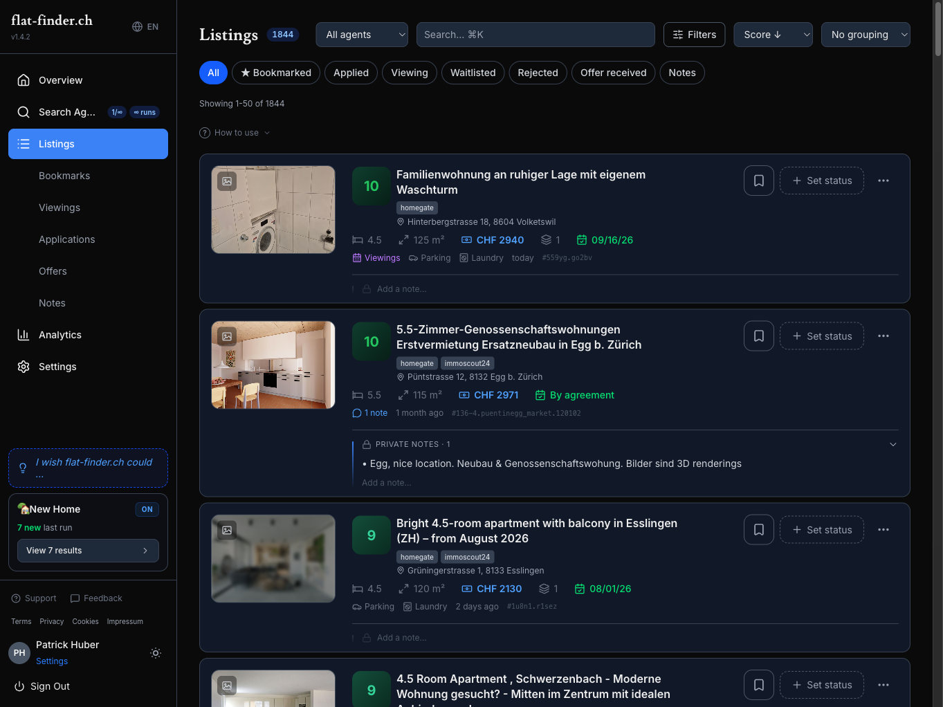 flat-finder.ch scored listings